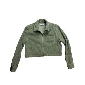 Tna Aritzia Sage Green Corduroy Cropped Zip Up Jacket Womens XS‎